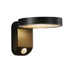 Nordlux Solar Applique Murale Rica Rond Noir 4.5W 450lm - 830 Blanc Chaud | Détecteur de Mouvement et de Lumière